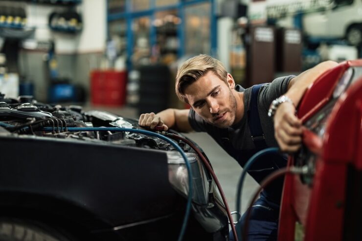Charging air conditioning unit at auto repair shop!